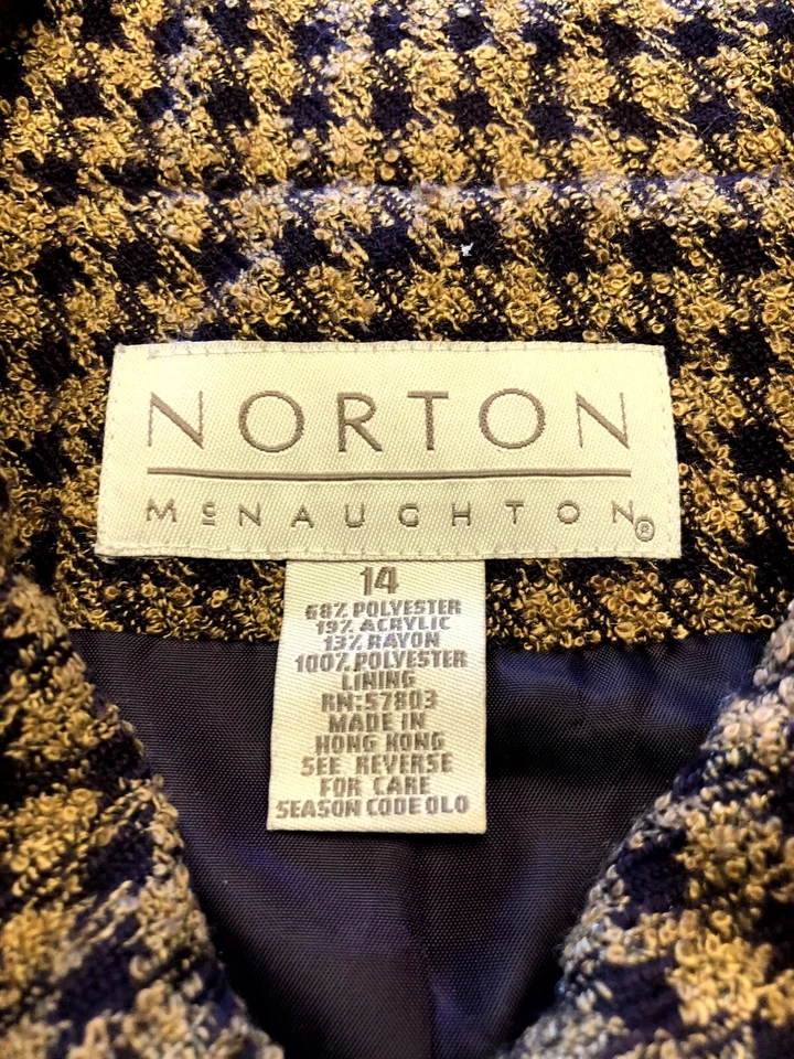 Chaqueta Blazer Norton McNaughton Ciruela Púrpura Tostado Pata de Gallo Cremallera Completa Academia 14 Foto 3 de 4