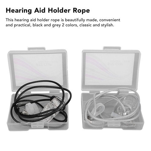 2Pcs Black Gray Hearing Aid Clip Flexible Prevent Loss Hearing Aid Lanyard With - Picture 10 of 22