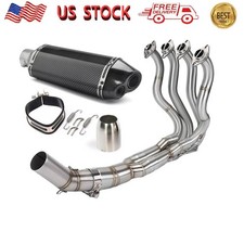 For Kawasaki Ninja Zx6r Zx636 09-26 Slip On Exhaust Mid Pipe Carbon Muffler 51mm For Kawasaki Ninja Zx6r Zx636 09-26 Slip On Exhaust Mid Pipe Carbon Muffler 51mm