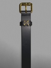 Off-White Leather Arrow Loop Belt - Black / Gold - 85 cm - Calfskin Leather