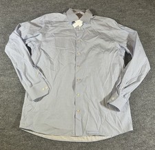 Eton Of Sweden Contemporary Button Shirt 44 17.5 Blue Geometric Print EUC