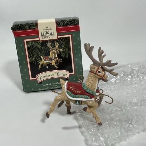 Vintage 1992 Hallmark Santa & His Reindeer 5-Piece Ornament Set with Boxes - Picture 7 of 16