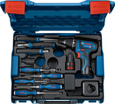 Bosch Akku-Bohrschrauber GSR 12V-15 Professional 2x 2,0 Ah + Lader + Handwerzeug