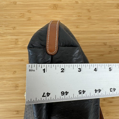 Vintage! Saddle River schwarze strukturierte Leder Schultertasche Hobo Handtasche Made in Macau - Bild 3 von 13