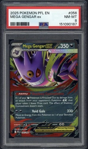 POKEMON ENGLISH PHANTASMAL FLAMES MEGA GENGAR EX #56 PSA 8 NEAR MINT/MINT
