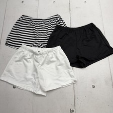 SHEIN Sweat Shorts Womens M Multicolor Stripe Solid Elastic Waist 3 Pack Casual