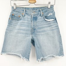 Levi's 501 90s Denim Jean Shorts Womens Size 25 Light Wash Distressed Button Fly