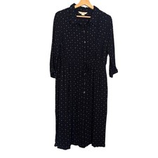 Mauvette Shirt Dress Blue Print 3/4 Sleeve Boho Button Down Size XL Office Prep