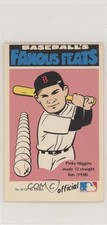 1972 Fleer Famous Feats Pinky Higgins #30 0e3