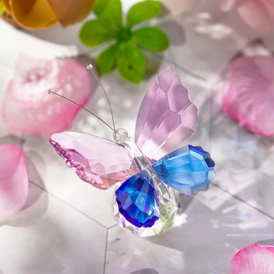 H&D Crystal Butterfly Figurine Collection Animal Statue Home Glass Table Deco...