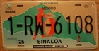 MEXICO state of SINALOA LICENSE PLATE -2002/05- 1-RW-6108 - REMOLQUE (Trailer)