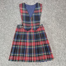 Vintage Tartan Plaid Jumper Wool Blend Pleated Dress Skirt Made in Ireland Kids