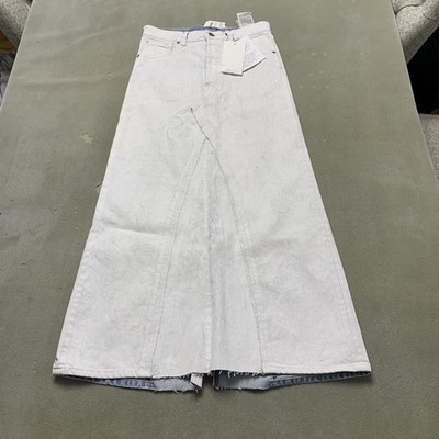 Maison Margiela Maxi Skirt Womens 36 White Paint Coated Denim Jean Bianchetto