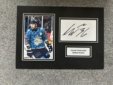 Carsen Twarynski Hand Signed Belfast Giants Ice Hockey Autograph Display Mount
