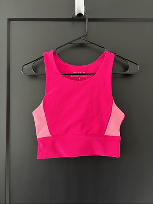 WILO the Label Hot Pink Color block Racerback Sports bra Size Medium