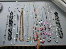 Lot of 15 Fashion Necklaces Assorted Mixed Materials and Sizes