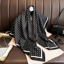 Women’s Summer 35 Inch Silky Feel Square Scarf Dot Print Beach Wrap Shawl