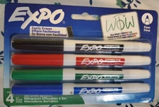 EXPO Dry-erase Markers Fine Point Nontoxic 4/PK Assorted NIP