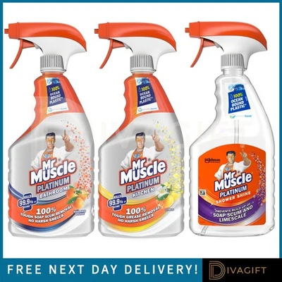 MR. MUSCLE MR MUSCLE PLATINUM BATHROOM KITCHEN SHOWER WINDOW GLASS CLEANER SPRAY 750ML NEW