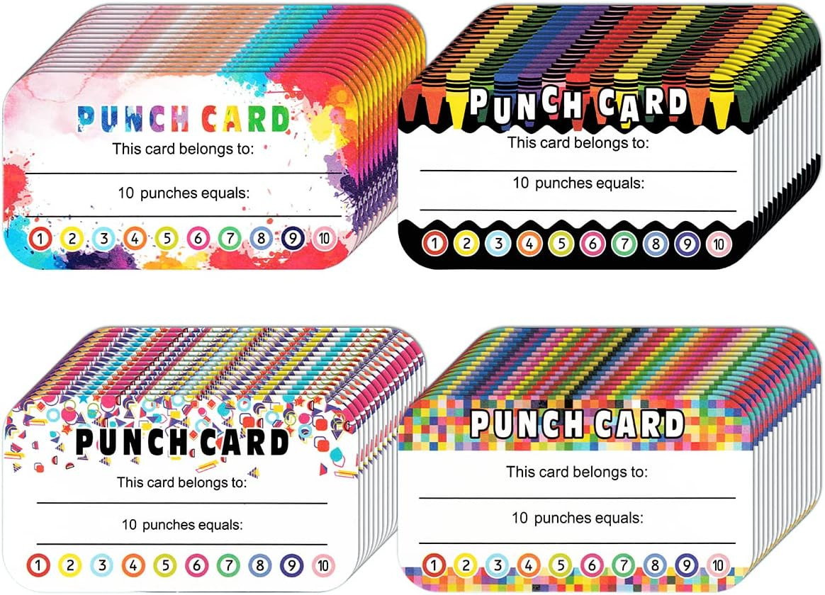 320 Pieces Punch Cards Incentive Student Reward Card Awards Loyalty Cards for Cl
