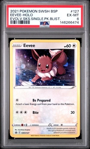 2021 POKEMON SWSH BLACK STAR PROMO #127 EEVEE-HOLO PSA 6