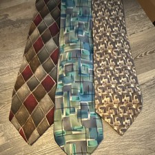 J. Garcia Men's Multicolor Silk Geometric Abstract Designer Tie Lot of 3