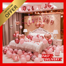 Valentines Day Balloons Kit, 101 Pack Rose Gold Pink Heart Balloons with Rose...
