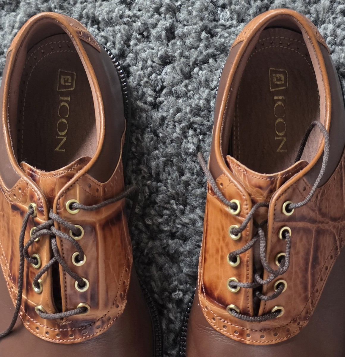 Footjoy Icon Men's Brown 9M Croc Saddle Golf Shoes NWOB | eBay