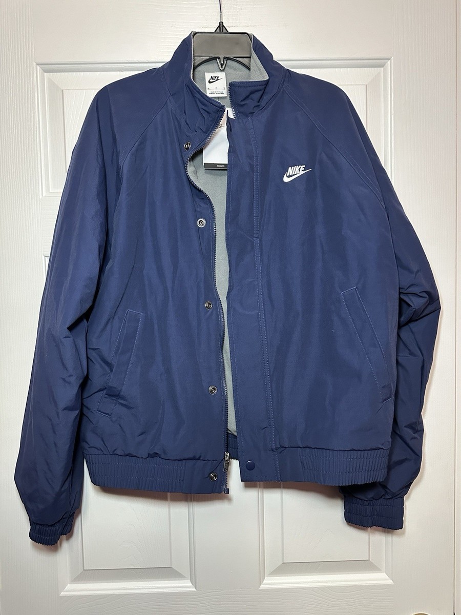 Size M Nike Club Futura Fleece Lined Jacket Navy Blue Zip