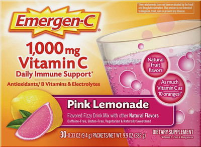 Emergen-C 1000mg Vitamin C Immune Support Powder Pink Lemonade 30CT