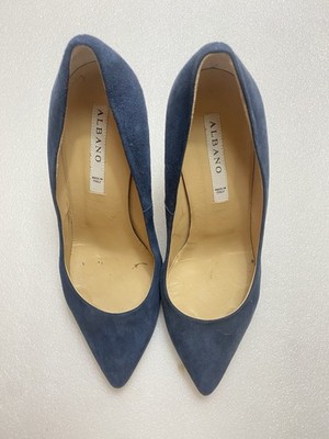 Mode Italien Luxus Frau Sexy High Heels Pumps Blau Wildleder Albano 39