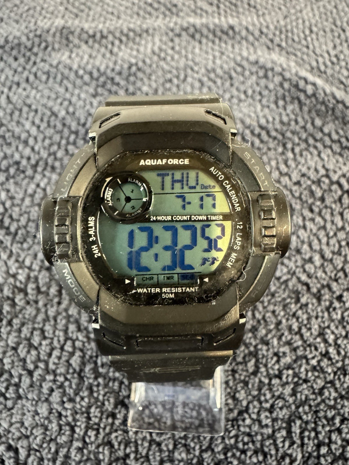 AQUAFORCE Multi Function Digital Watch Black Sili… - image 1