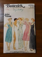 John Kloss BUTTERICK Vtg 70s Pattern 4509 Lingerie Gowns Robe Sz 12 Factory Fold