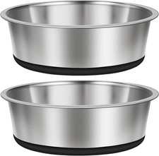 Taglory Stainless Steel Dog Bowls Set of 2, Non-Slip Base, 8 Cup, 59Oz