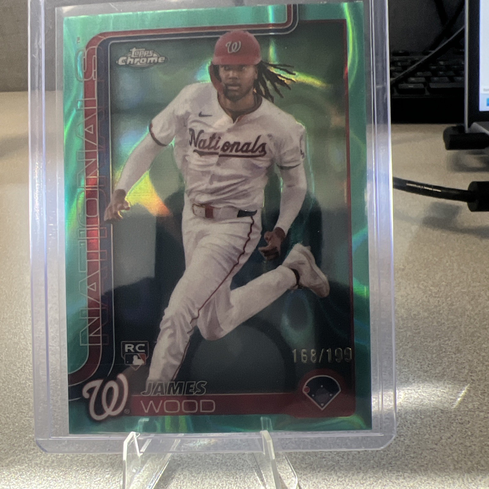 2025 Topps Chrome - James Wood #132 Aqua Raywave Refractor /199 (RC)