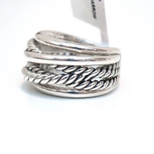 DAVID YURMAN New Ladies Crossover Narrow Ring in Sterling Silver Size 7