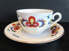 Vintage Porsgrund Porcelain Cup & Saucer Farmer's Rose Design Norway Demitasse