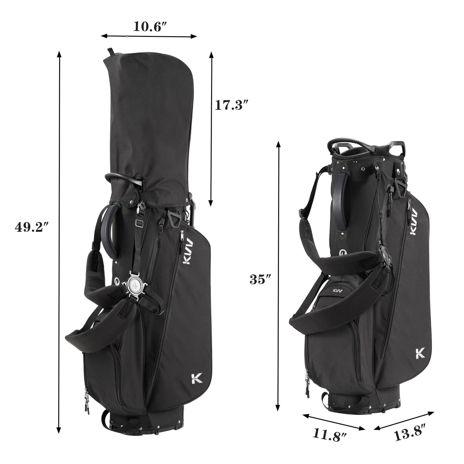 KVV Lightweight Golf Stand Bag with 7 Way Full-Length Dividers, 5 Zippered Po...