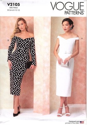 Vogue V2105 Misses 4 to 12 Off-Shoulder and Belted Dress Uncut Sewing  Pattern | eBay
