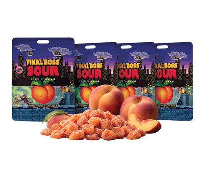 Sour Candy | Level 2, Punch-Out Peaches, 4 Pack   Made with Real Dried Fruit, No