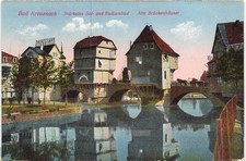 Postcard Bad Kreuznach (55545) old bridge hou...