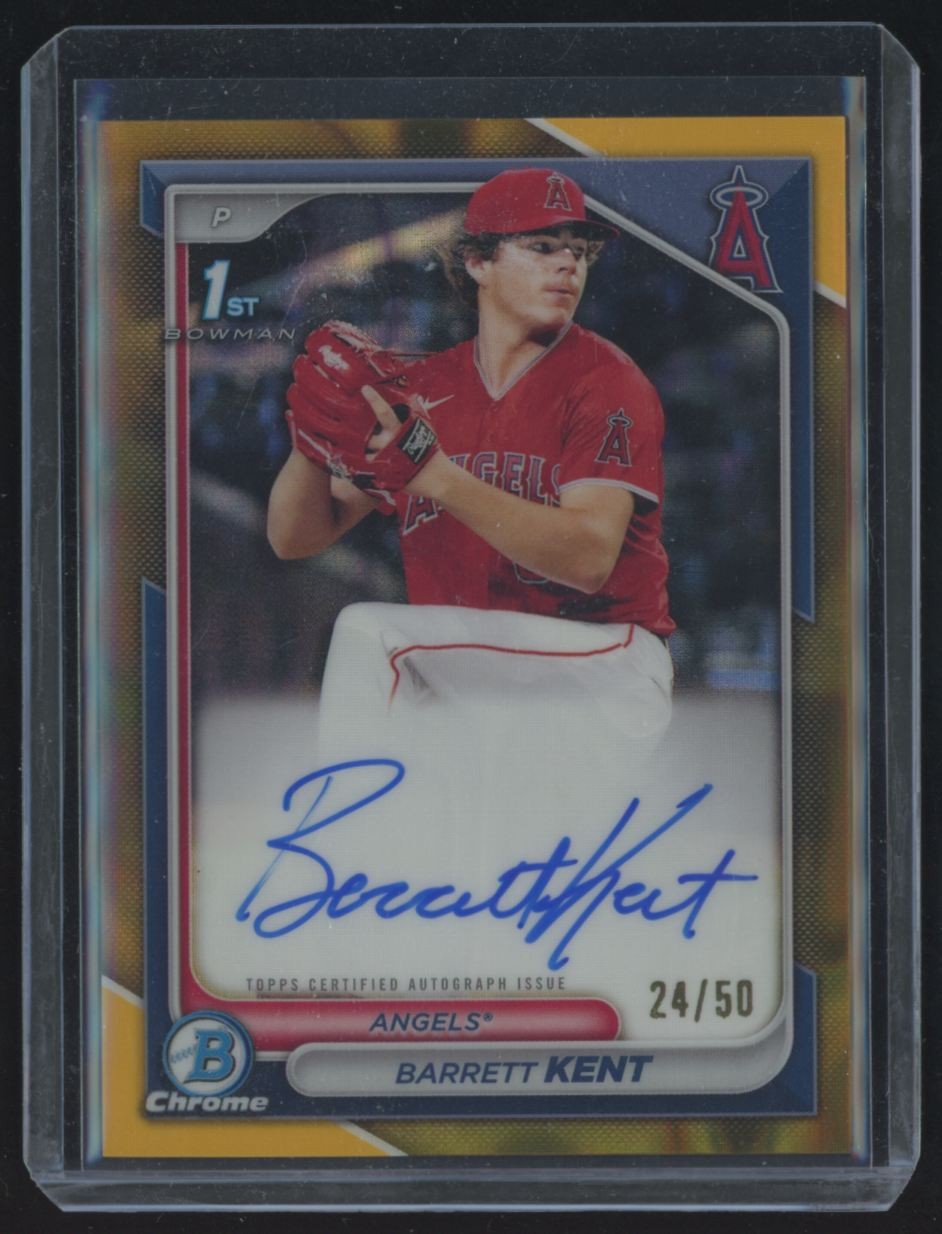 2024 Bowman Chrome Barrett Kent RC Auto /50 Los Angeles Angels #CPA-BK True Gold