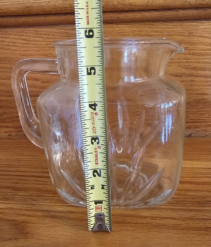 VTG Federal Glass Juice Pitcher Starburst 1QT 6x5.5x4.5" Square Shape Clear - Picture 8 of 9