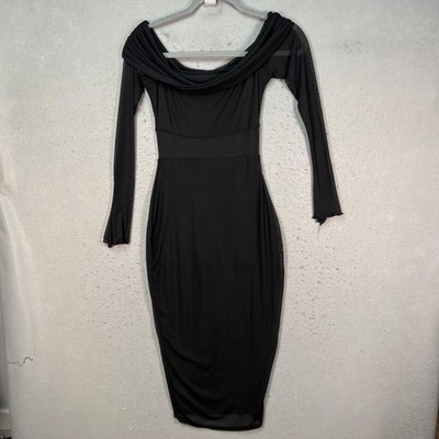 Windsor Womens Size Small Black Off-Shoulder Long Sleeve Midi Dress