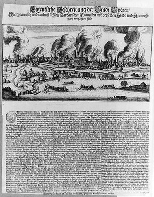 Photo:Speyer Germany 1689 Burning City View French Troops Speyer Cathedral