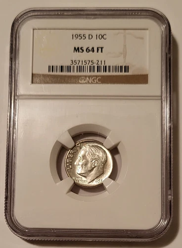 1955 D Roosevelt Dime MS64 FT NGC