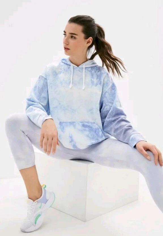Nike Women's Icon Clash Tie-Dye Oversized Hoodie, Light Racer Blue, S