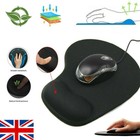 BLACK GEL PAD MOUSE MAT WRIST SUPPORT ANTI-SLIP ERGONOMIC LAPTOP PC UK