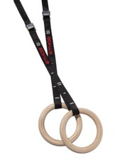 Wood Gymnastic Rings with Adjustable Straps And Parallettes