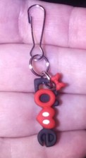 Mickey  Minnie Mouse Love Black  Red Charm Zipper Pull  Keychain Add On Clip 